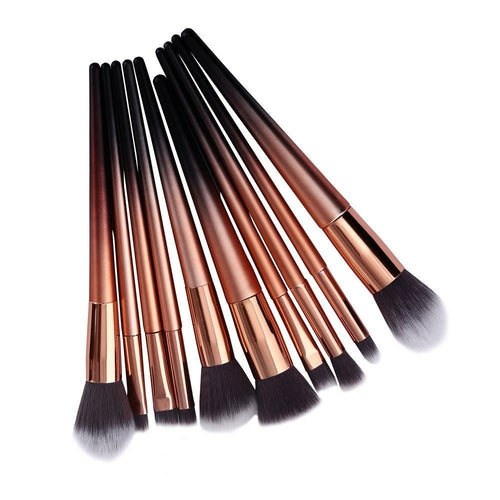 10-Piece Professional Makeup Brush Set – Synthetic Fibre, Aluminium Ferrule