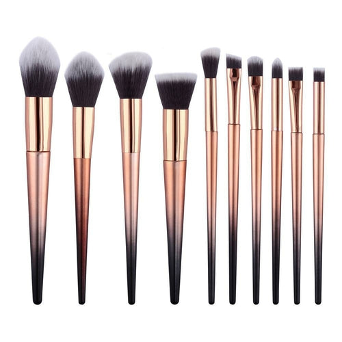 10-Piece Professional Makeup Brush Set – Synthetic Fibre, Aluminium Ferrule