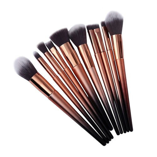 10-Piece Professional Makeup Brush Set – Synthetic Fibre, Aluminium Ferrule