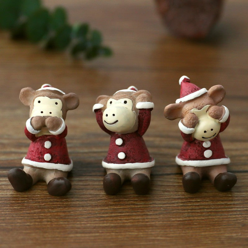 Christmas Tree Elk Doll Ornaments Set – Resin Cute Festive Decorations, Scene Décor Gift