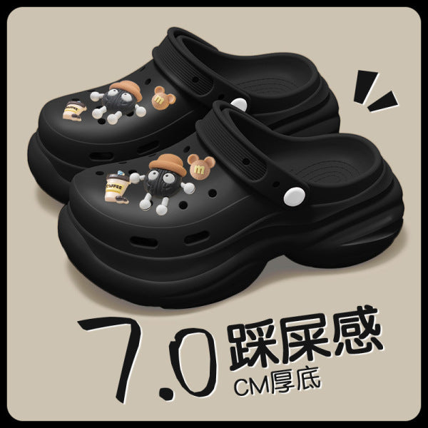 Crocs Thick-Sole Beach Sandals – Elevated Sole, Anti-Slip, Summer Footwear