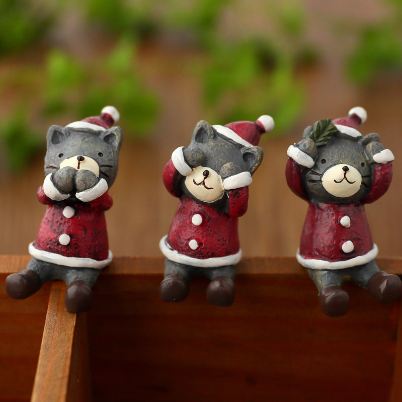 Christmas Tree Elk Doll Ornaments Set – Resin Cute Festive Decorations, Scene Décor Gift