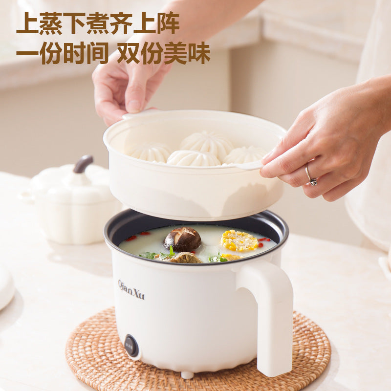 Mini Electric Cooking Pot – 2L, Multi-Function, Hot Pot & Steamer for 1–2 People, Ceramic Inner Tank