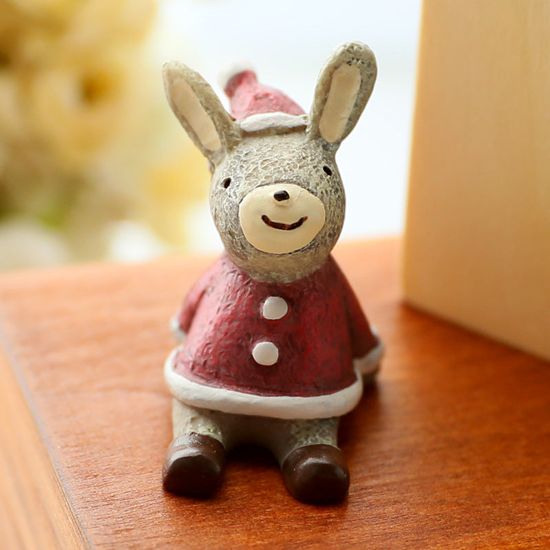 Christmas Tree Elk Doll Ornaments Set – Resin Cute Festive Decorations, Scene Décor Gift