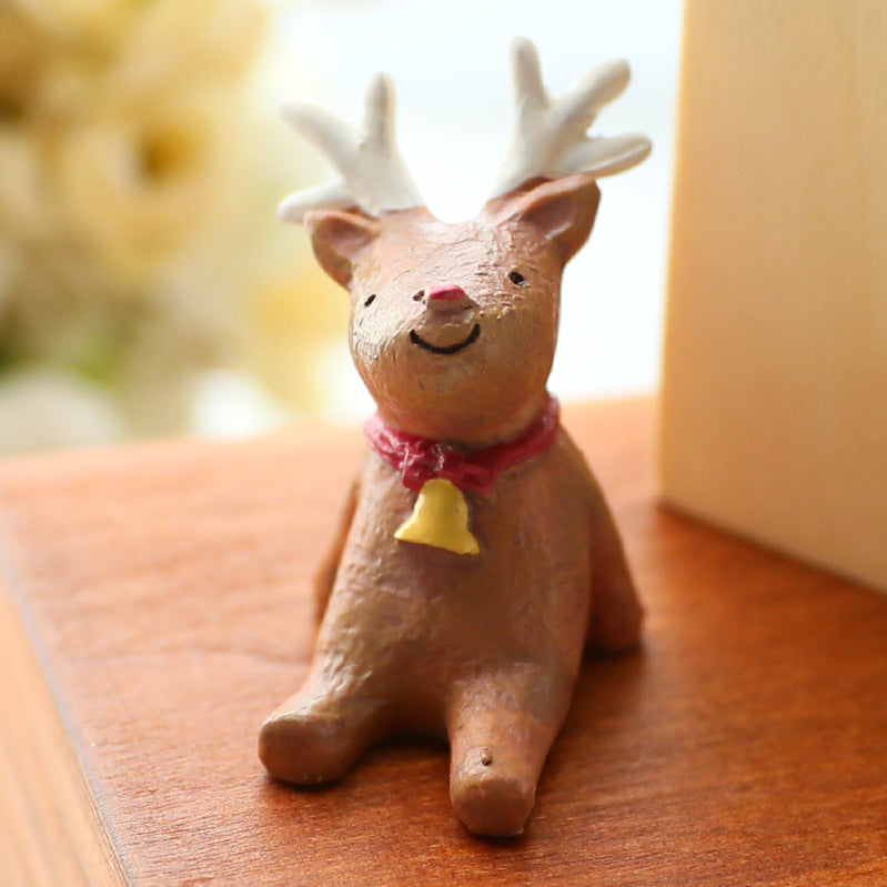 Christmas Tree Elk Doll Ornaments Set – Resin Cute Festive Decorations, Scene Décor Gift
