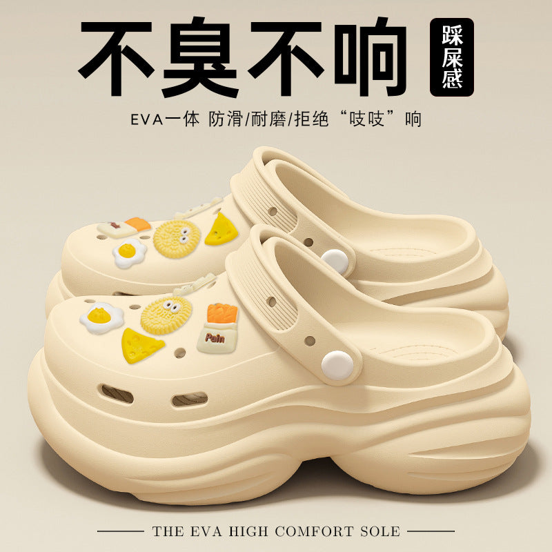 Crocs Thick-Sole Beach Sandals – Elevated Sole, Anti-Slip, Summer Footwear