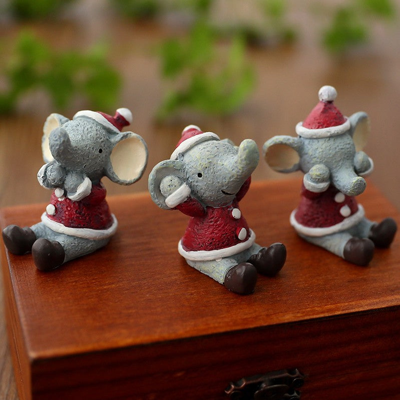 Christmas Tree Elk Doll Ornaments Set – Resin Cute Festive Decorations, Scene Décor Gift