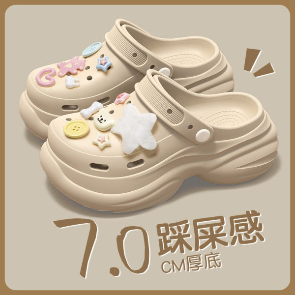 Crocs Thick-Sole Beach Sandals – Elevated Sole, Anti-Slip, Summer Footwear