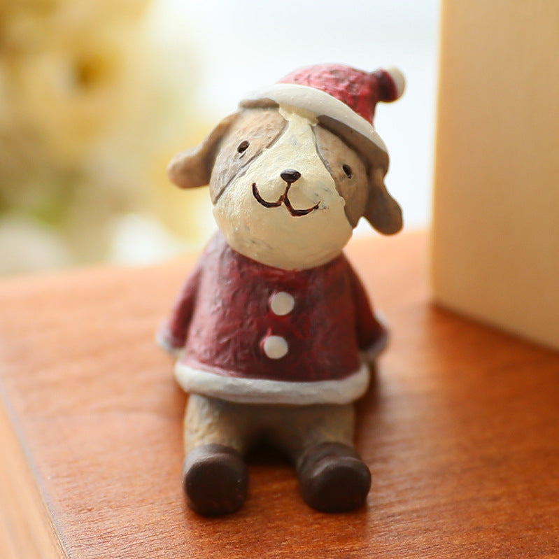 Christmas Tree Elk Doll Ornaments Set – Resin Cute Festive Decorations, Scene Décor Gift