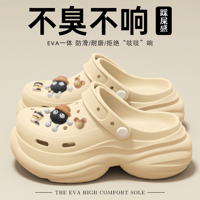Crocs Thick-Sole Beach Sandals – Elevated Sole, Anti-Slip, Summer Footwear