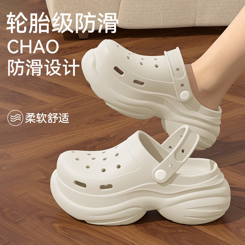 Crocs Thick-Sole Beach Sandals – Elevated Sole, Anti-Slip, Summer Footwear