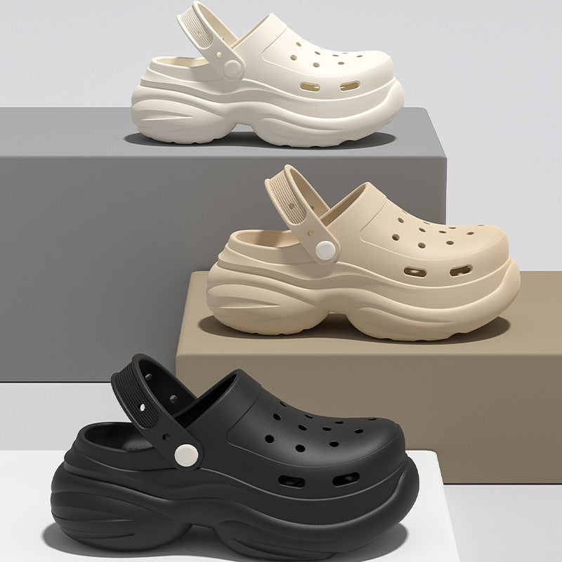 Crocs Thick-Sole Beach Sandals – Elevated Sole, Anti-Slip, Summer Footwear