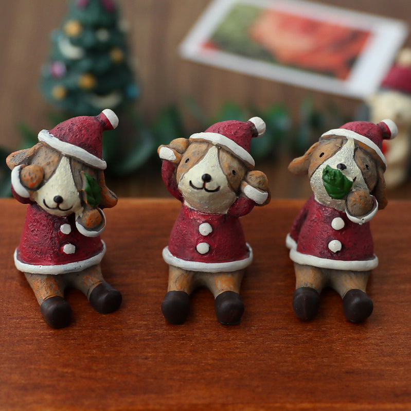 Christmas Tree Elk Doll Ornaments Set – Resin Cute Festive Decorations, Scene Décor Gift