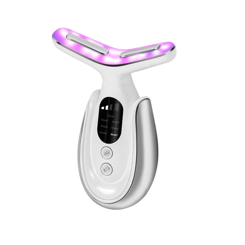 7-Colour LED Face & Neck Massager – Rechargeable, Heat Mode, Anti-Ageing