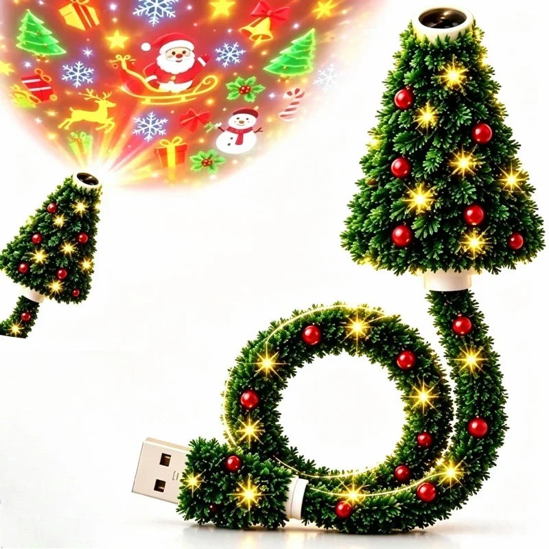 USB Christmas Projector Night Light – 6+ Holiday Patterns, Flexible Tree Lamp, Bedroom & Ceiling Décor