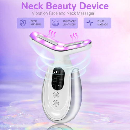 7-Colour LED Face & Neck Massager – Rechargeable, Heat Mode, Anti-Ageing