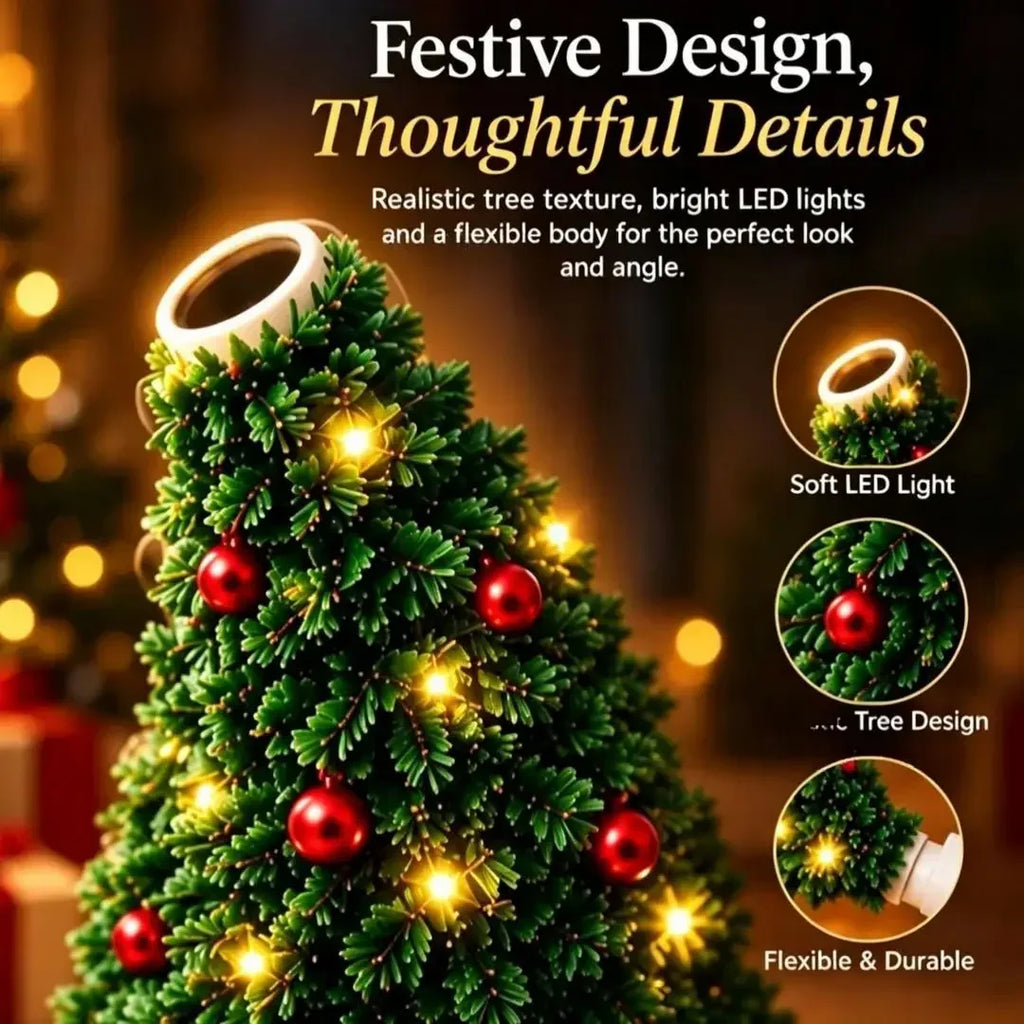 USB Christmas Projector Night Light – 6+ Holiday Patterns, Flexible Tree Lamp, Bedroom & Ceiling Décor