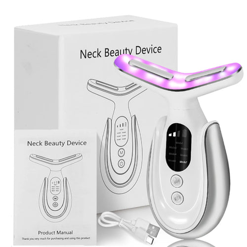 7-Colour LED Face & Neck Massager – Rechargeable, Heat Mode, Anti-Ageing