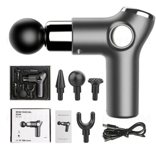 32-Speed Mini Massage Gun – Deep Tissue, LCD Display, 4 Heads, USB-C Charging