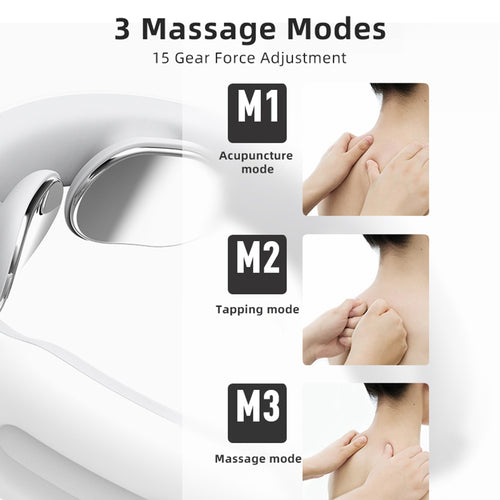 Smart Electric Neck & Shoulder Massager – Pulse, Heat Compress, 3 Modes, Blue