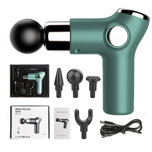 32-Speed Mini Massage Gun – Deep Tissue, LCD Display, 4 Heads, USB-C Charging