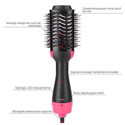 2-in-1 Hot Air Brush Hair Dryer – Ionic, 1000W, 3 Heat Settings, UK Plug