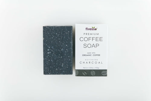 Activated Charcoal Coffee Soap Bar – Organic, Exfoliating, Vegan & Cruelty-Free, 3.65oz