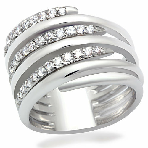 Rhodium Plated Brass Ring – AAA Grade Clear CZ, Classic Style