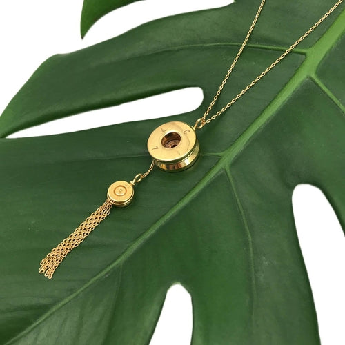 Recycled Brass Bullet & Bombshell Tassel Necklace – Handmade, Fair Trade, Cambodia